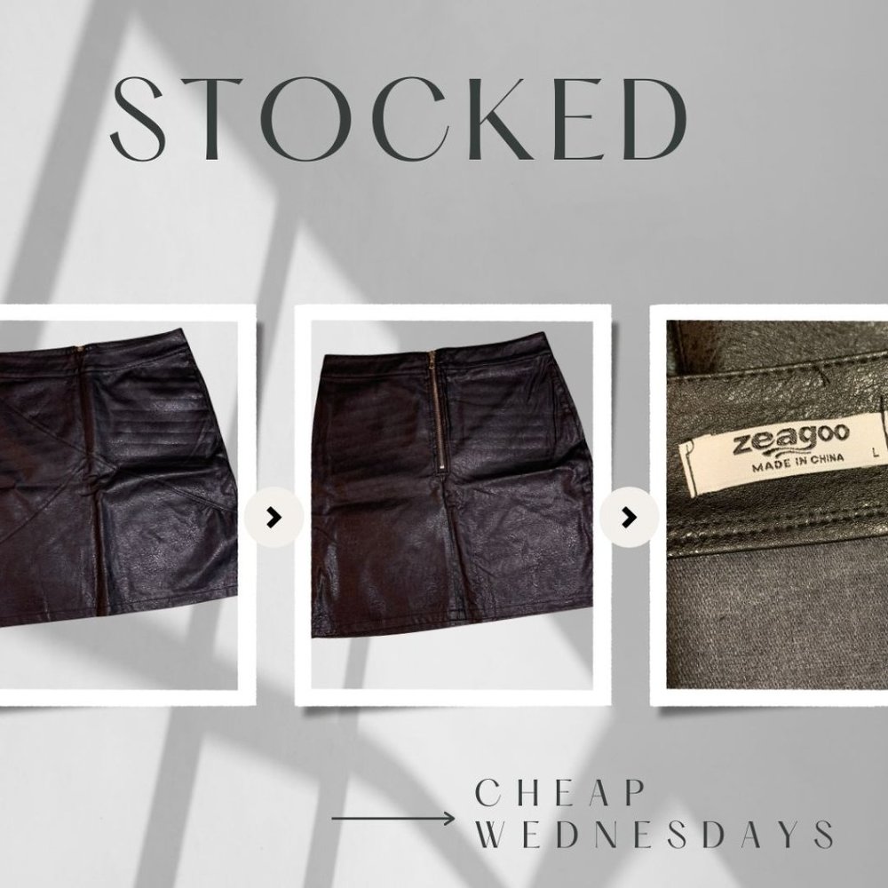 NWOT Black Faux Leather Pencil Skirt Size Large